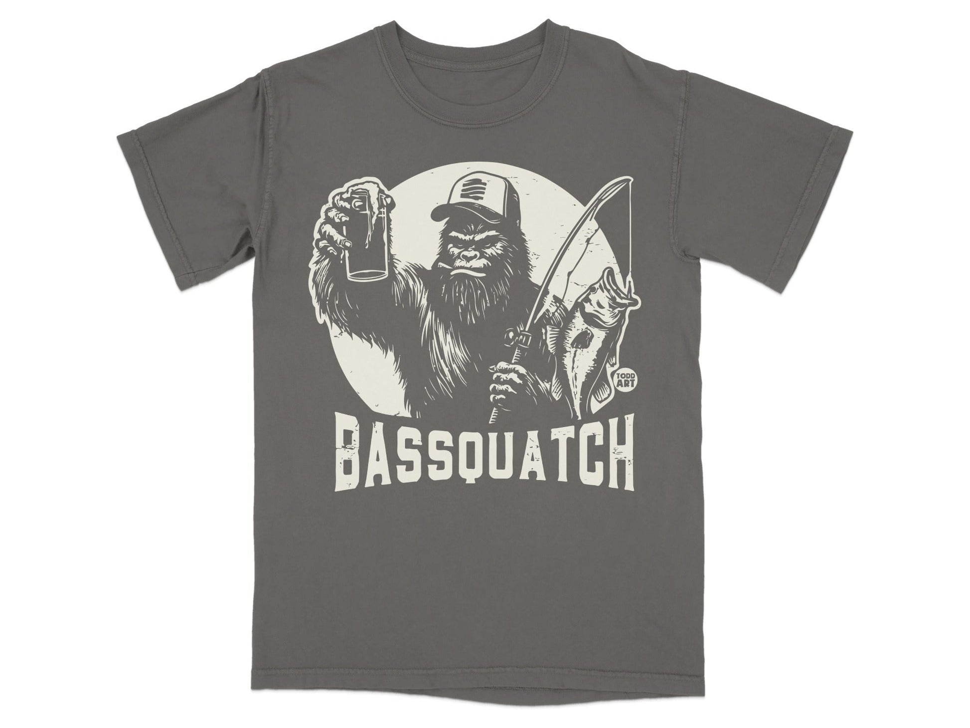Bassquatch Graphic Design T-Shirt for Outdoor Enthusiasts