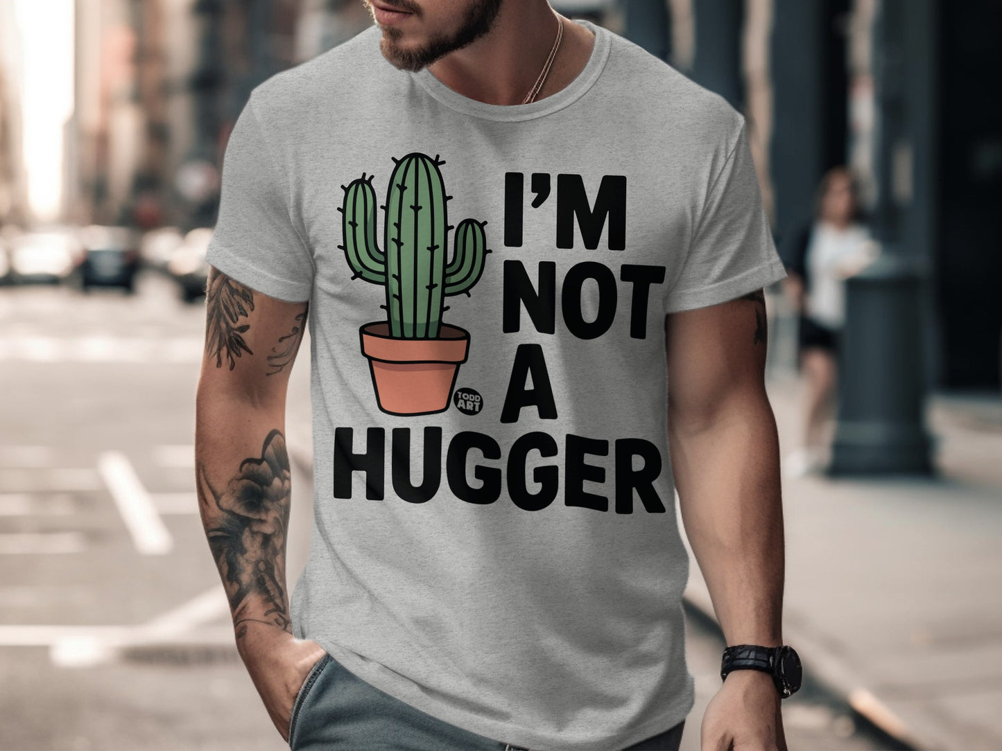 I'm Not A Hugger Cactus Graphic T-Shirt