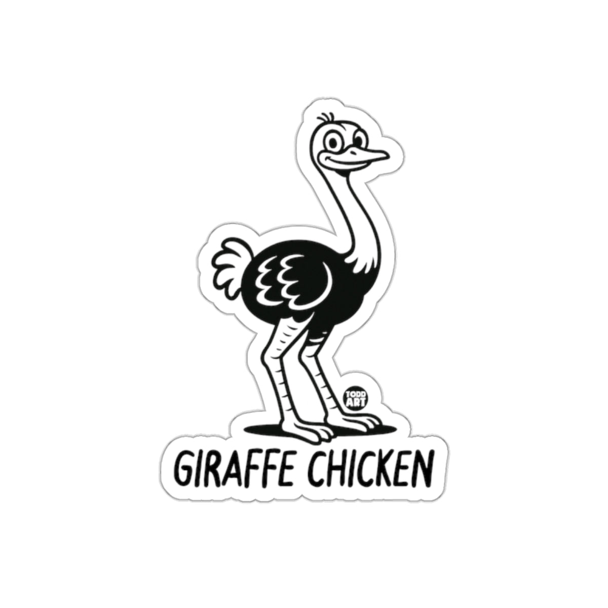 Funny Black and White Giraffe Chicken Sticker