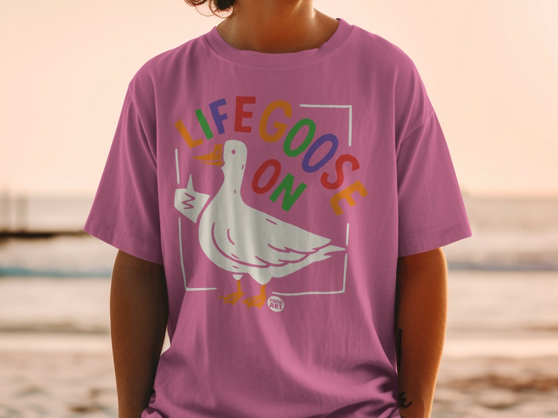 Life Goose On Colorful Graphic T-Shirt