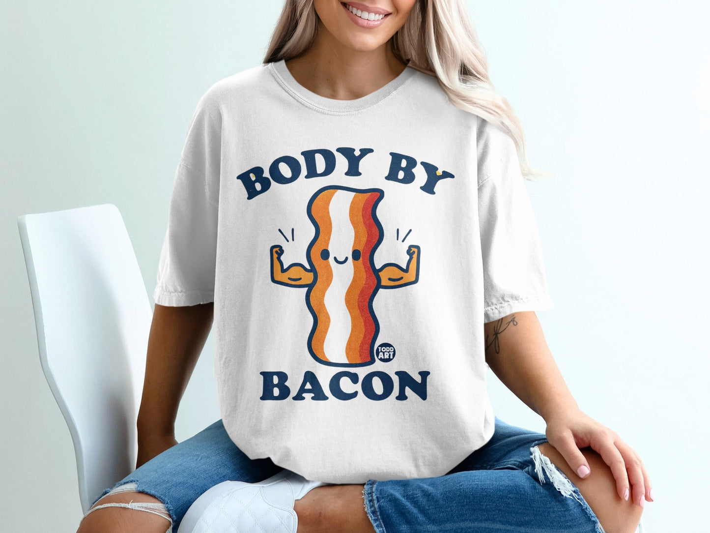 Body By Bacon Humorous Graphic Tee-Shirt