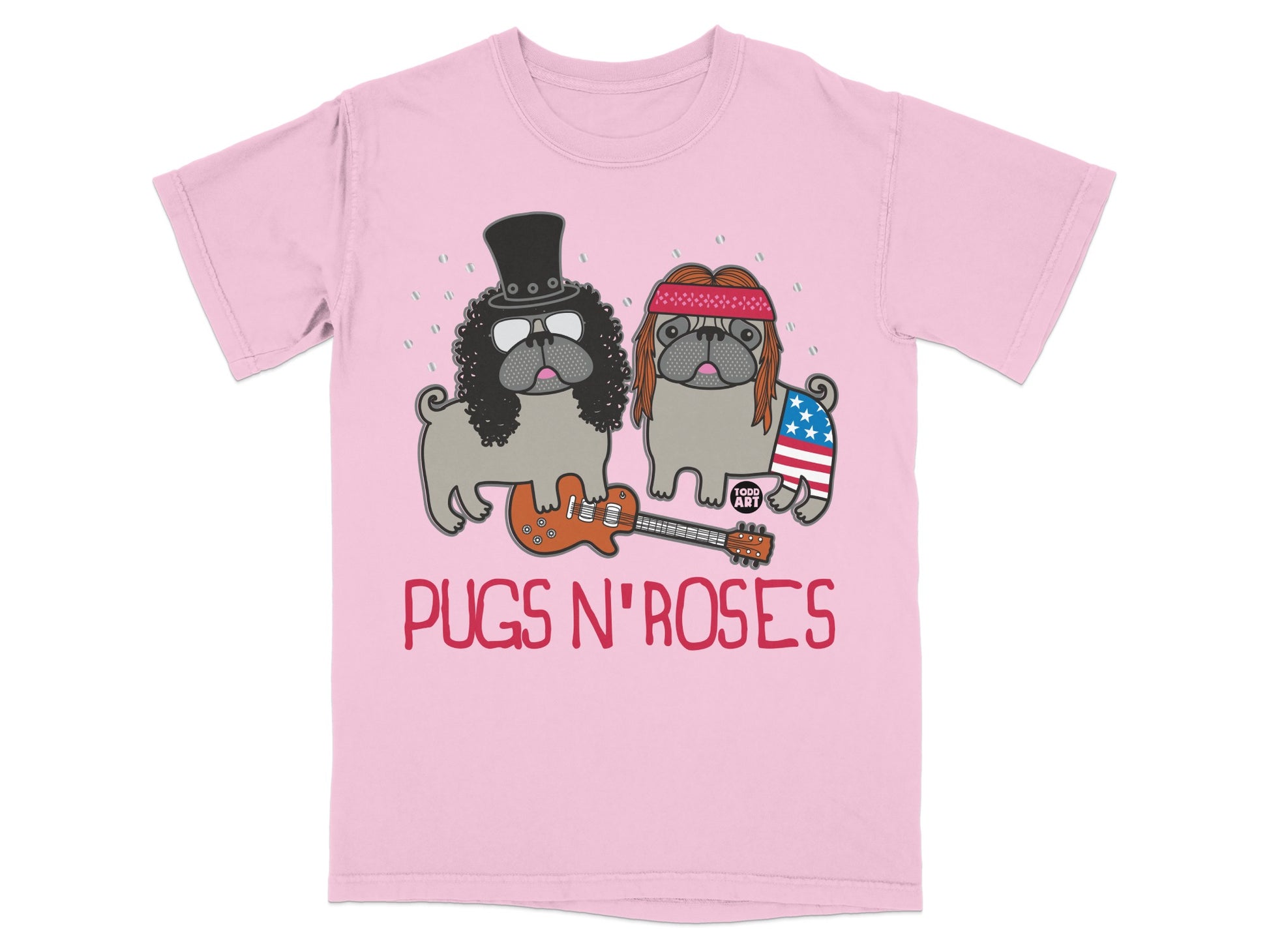 Pugs N' Roses Graphic Tee for Dog Lovers T-Shirt