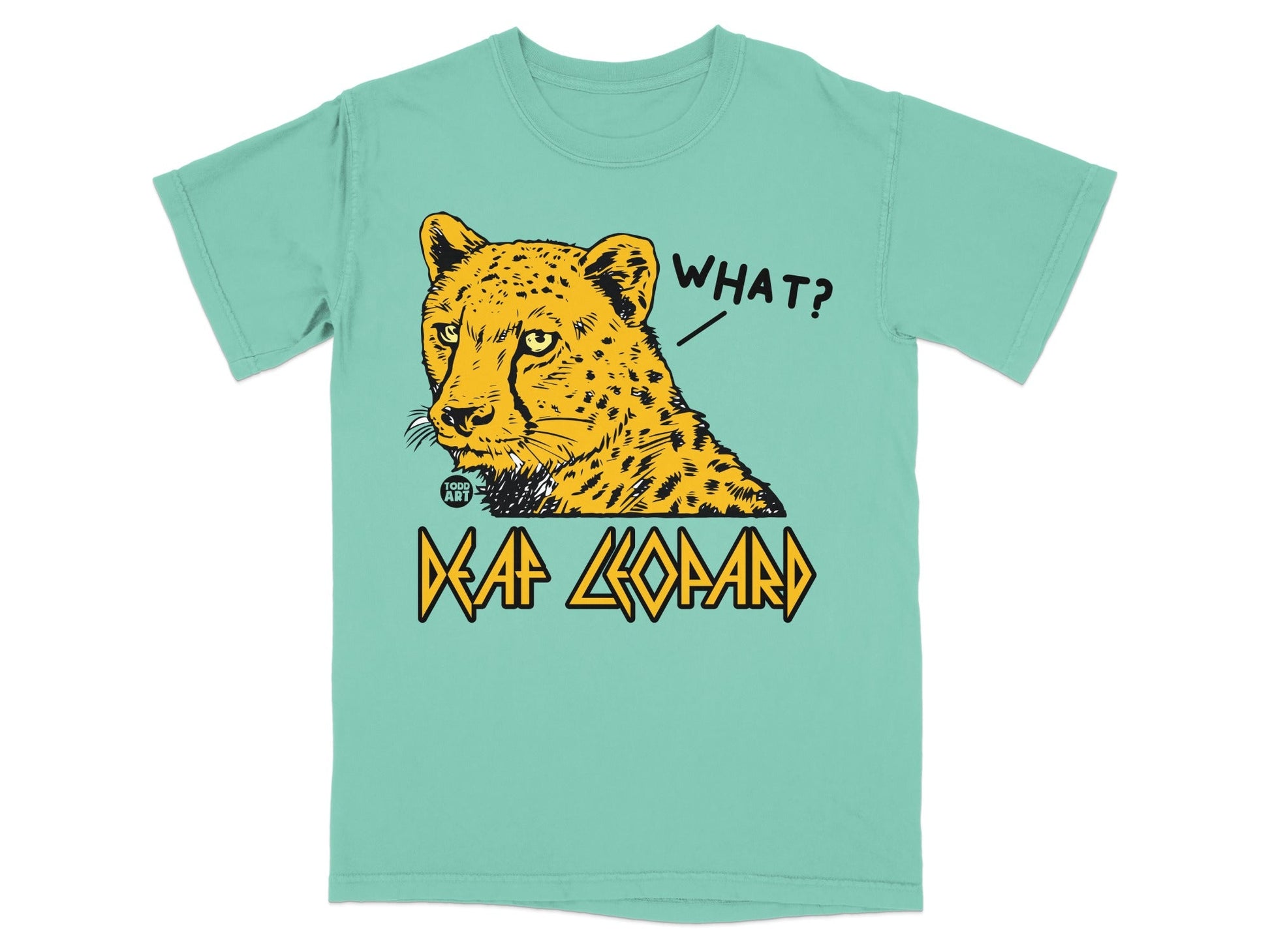 Deaf Leopard What? Graphic T-Shirt Product