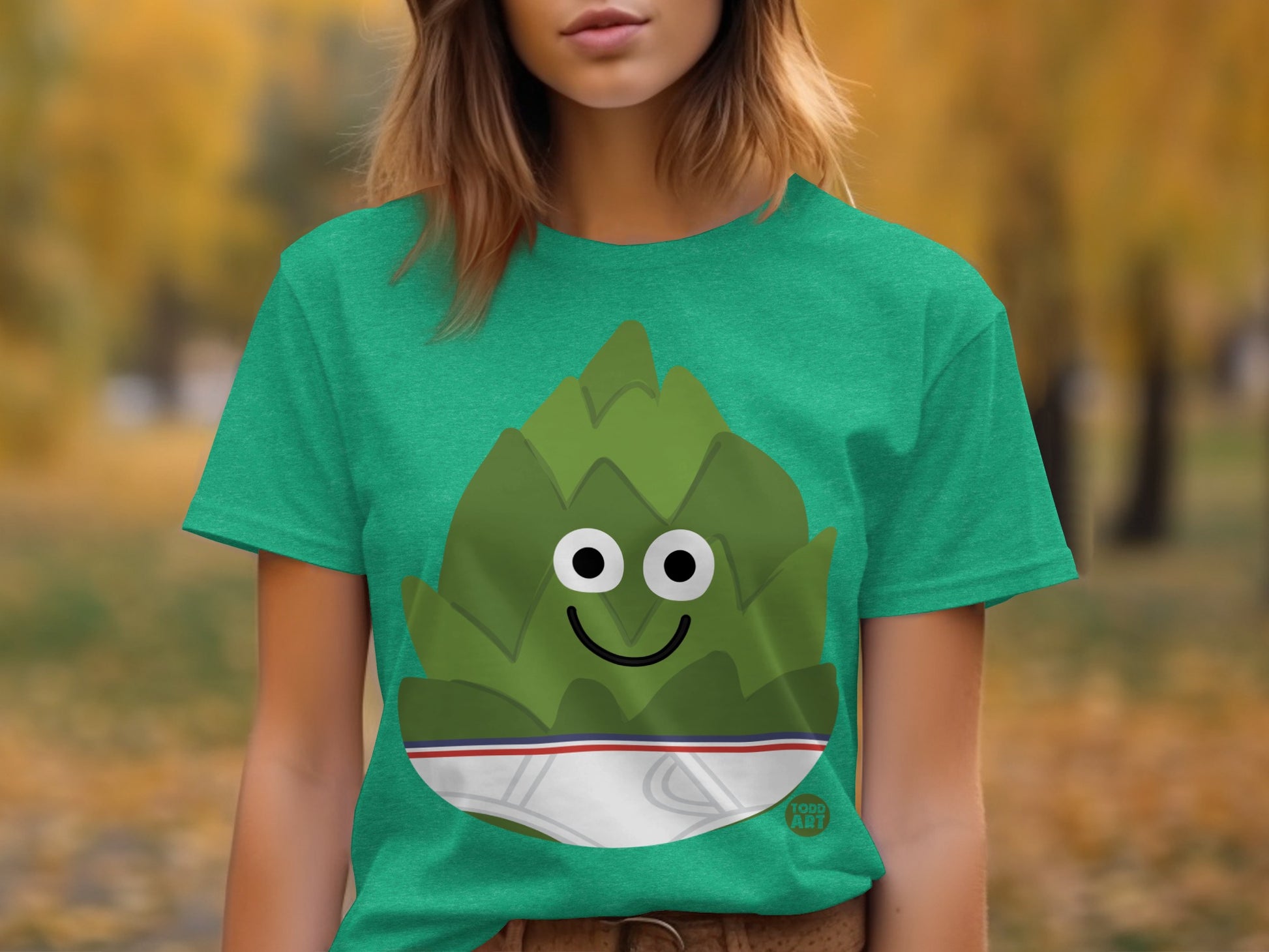 Smiling Artichoke Colorful Graphic Tee Top