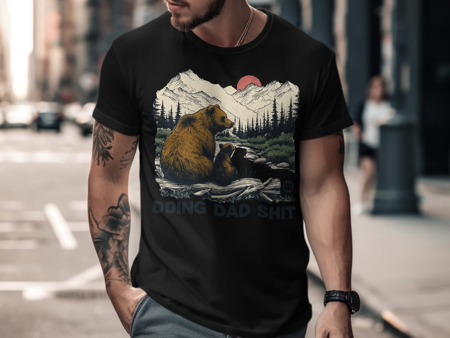 Doing Dad Shit Bear and Cub Graphic T-Shirt