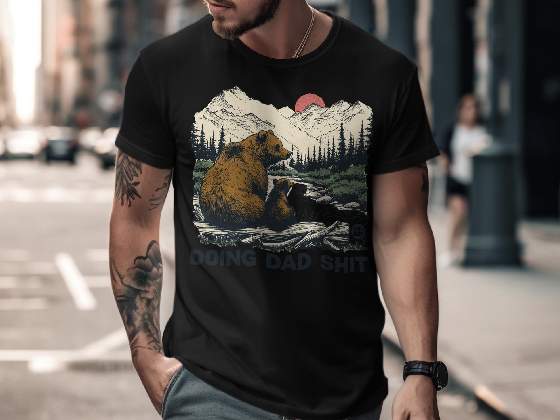 Doing Dad Shit Bear and Cub Graphic T-Shirt