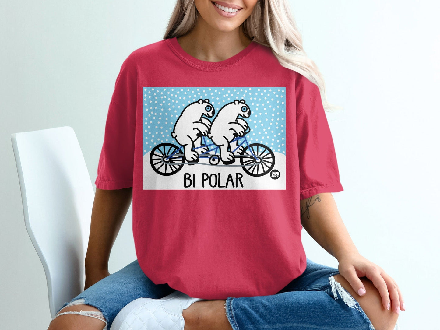 Bi Polar Bear Riding Bicycle T-Shirt