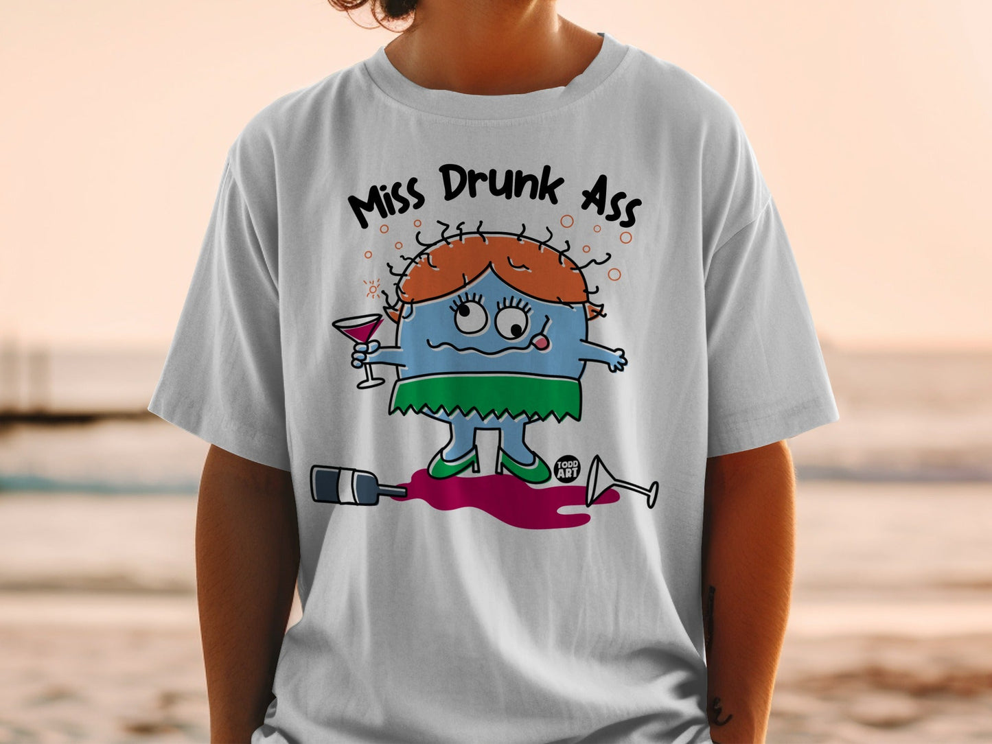 Miss Drunk Ass Cartoon Graphic Funny T-Shirt
