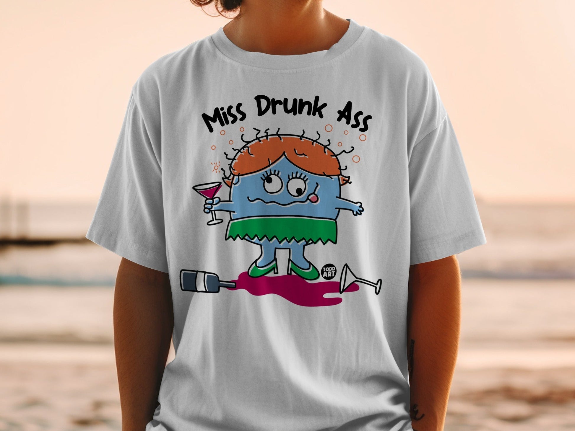 Miss Drunk Ass Cartoon Graphic Funny T-Shirt