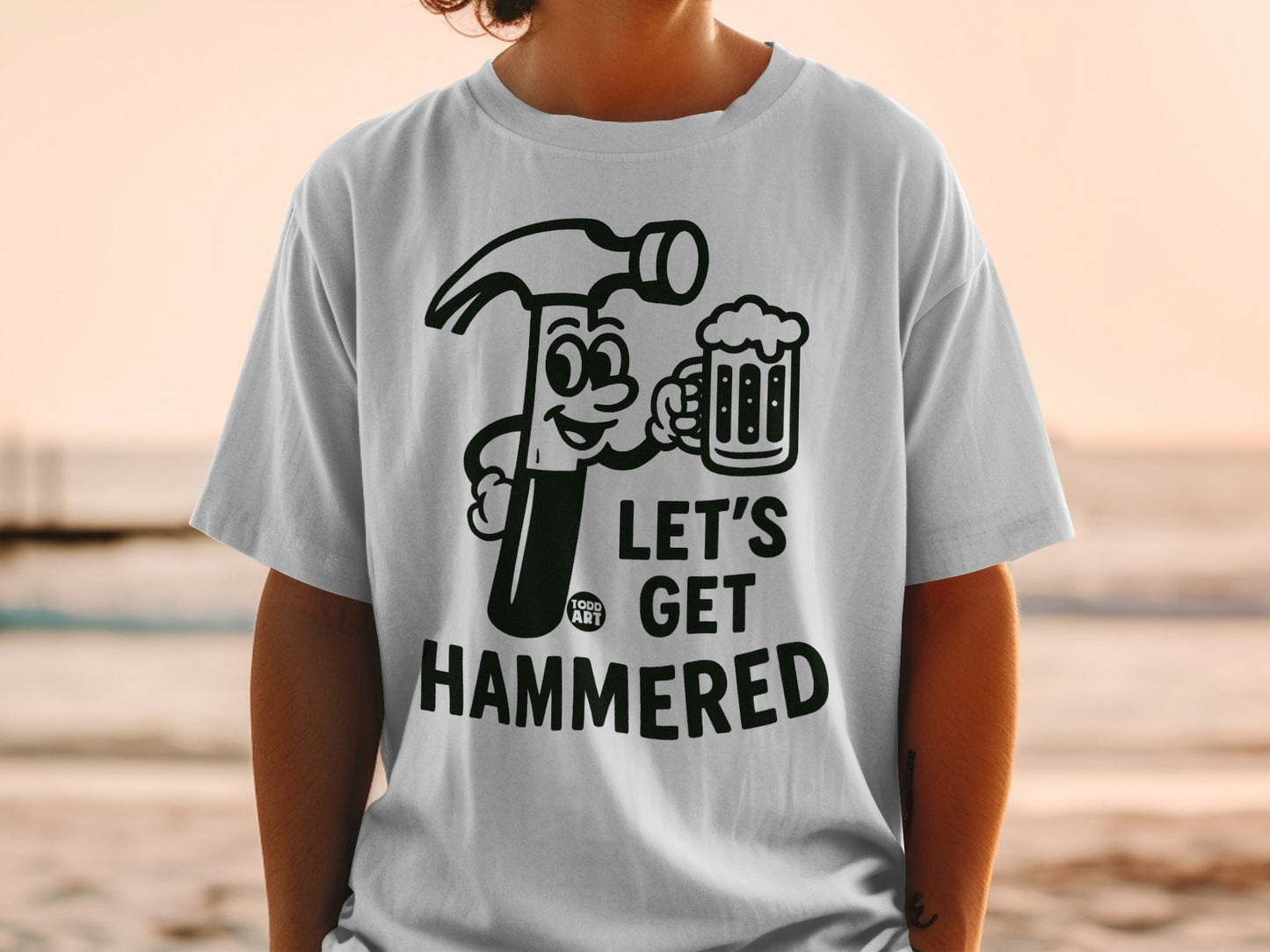 Let's Get Hammered Funny Graphic T-Shirt for Party Wear