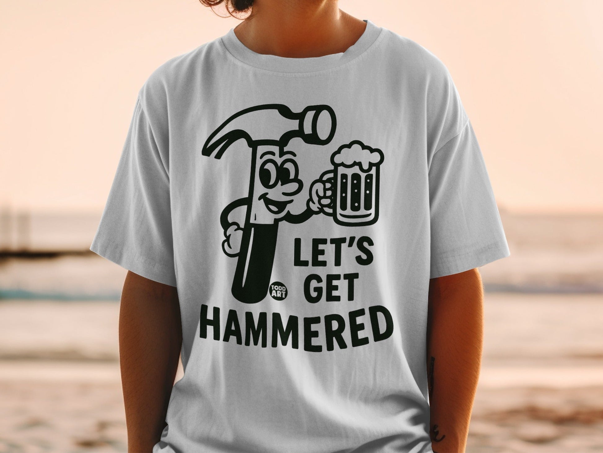 Let's Get Hammered Funny Graphic T-Shirt for Party Wear