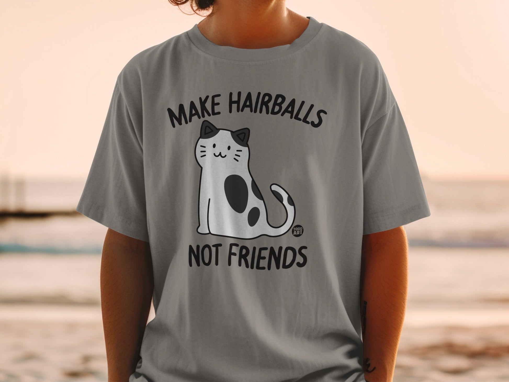 Make Hairballs Not Friends Cat Graphic T-shirt