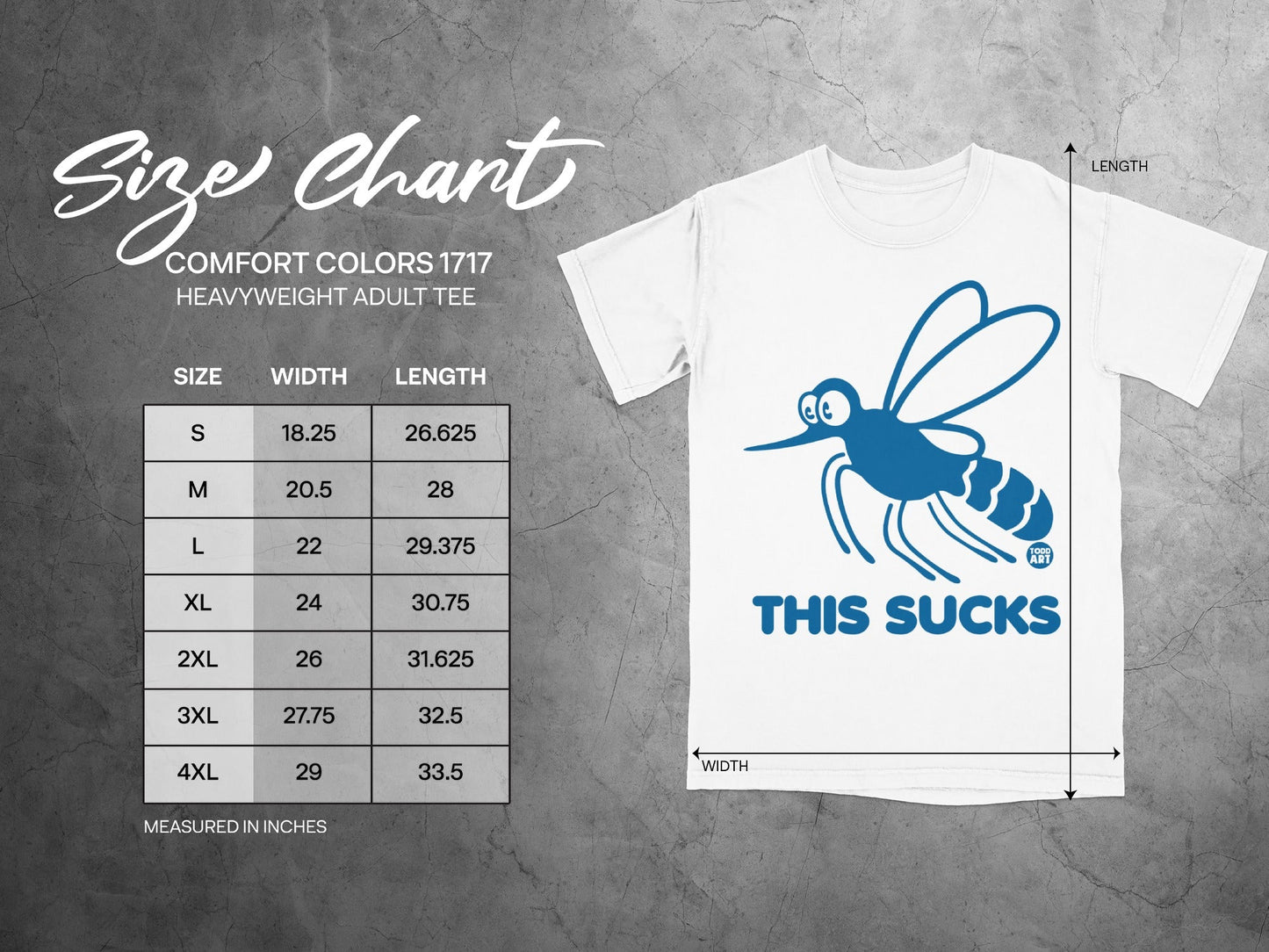This Sucks Blue Mosquito Design Heavyweight Adult Tee