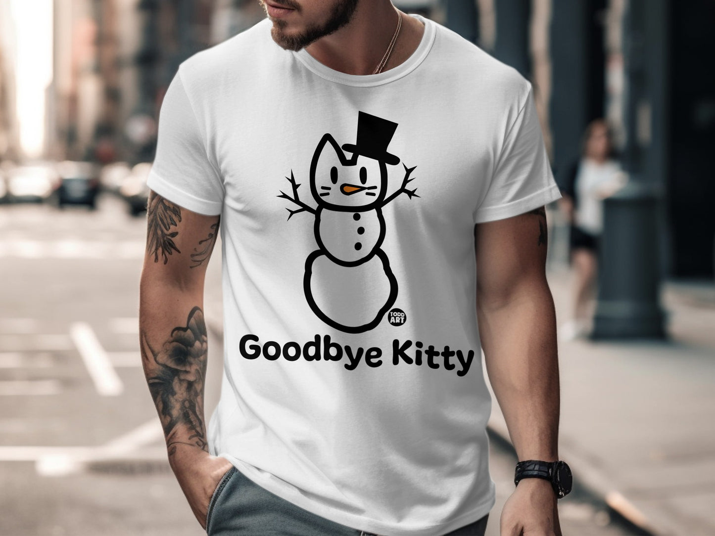 Goodbye Kitty Snowman Design Short Sleeve Shirt