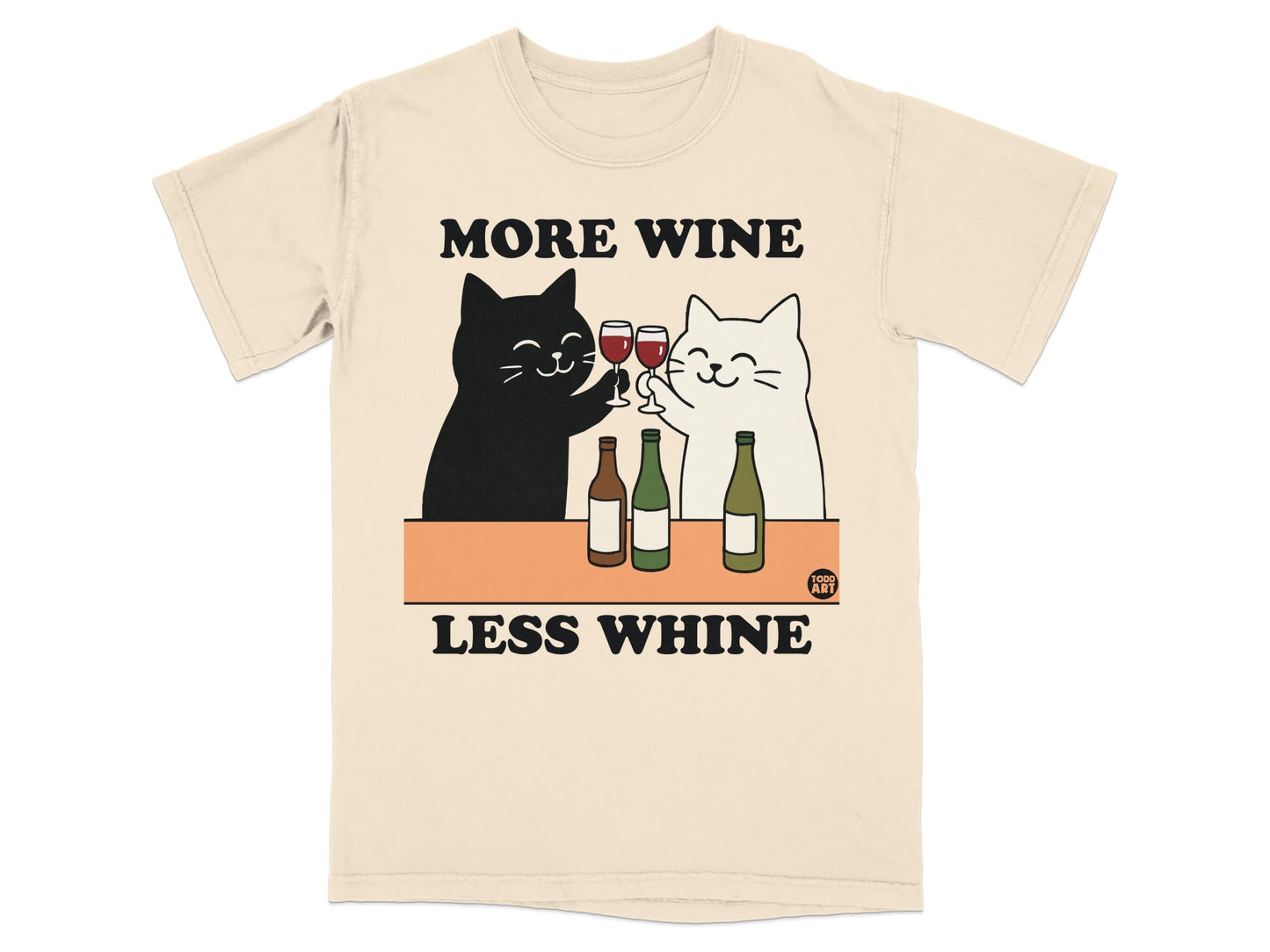 More Wine Less Whine Cat Graphic T-Shirt