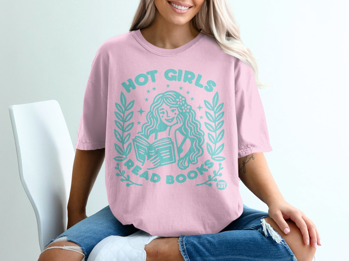 Hot Girls Read Books Graphic Tee Artwork Shirt