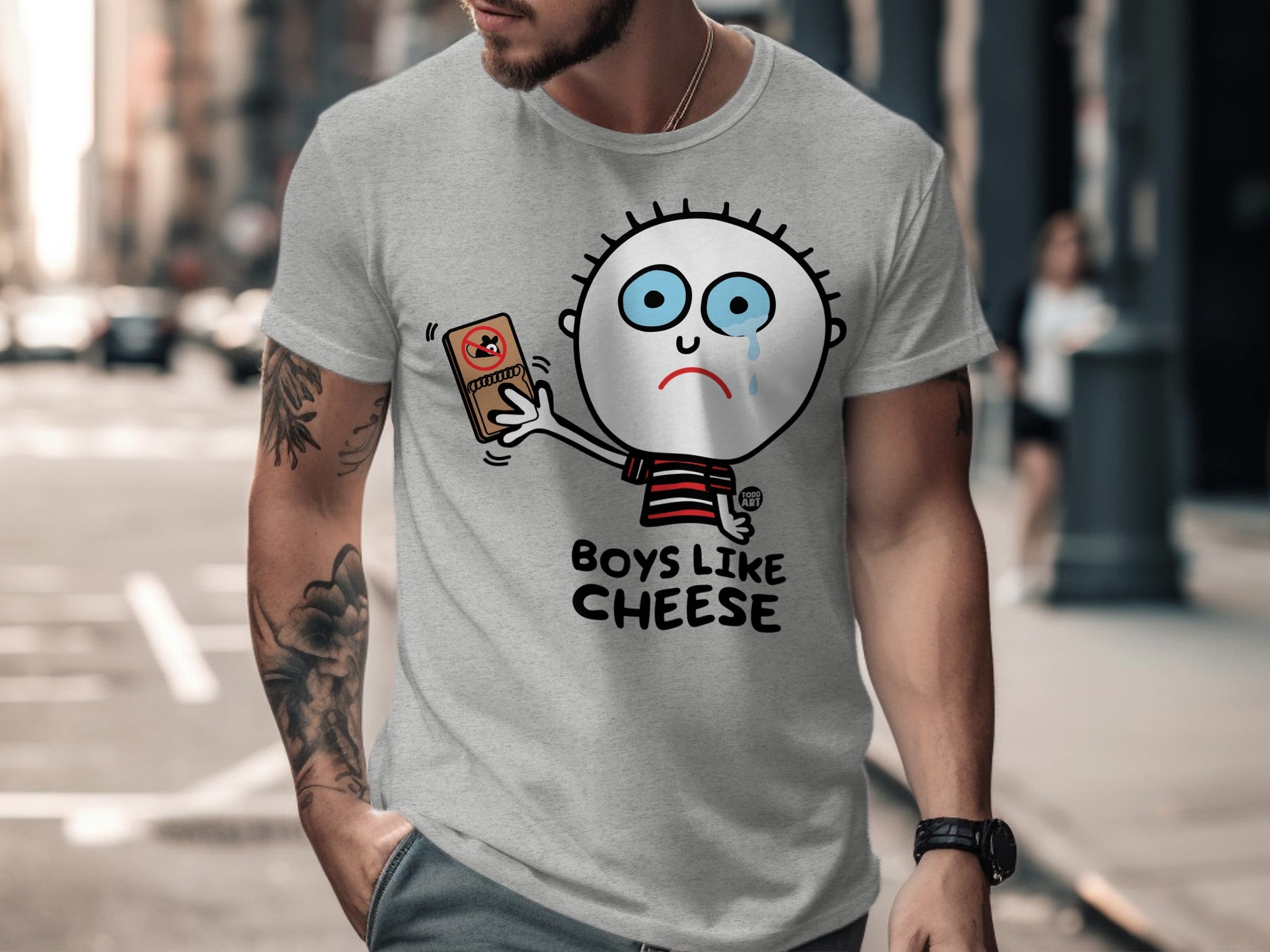 Boys Like Cheese Crying Cartoon T-Shirt