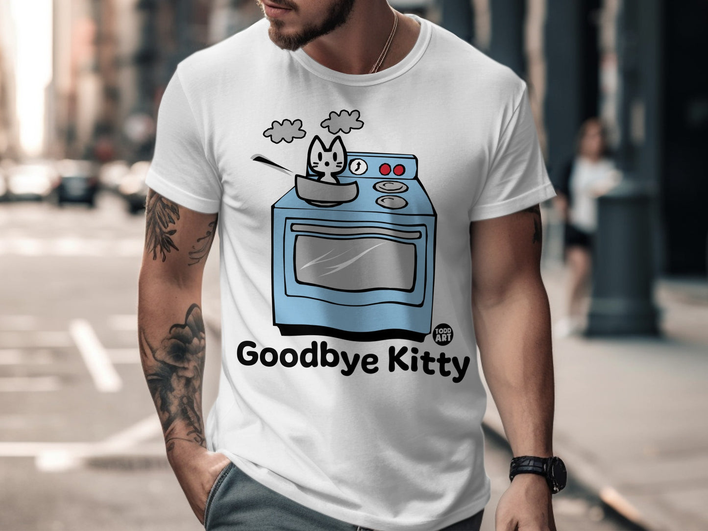 Goodbye Kitty Funny Graphic Art T-shirt for All Ages