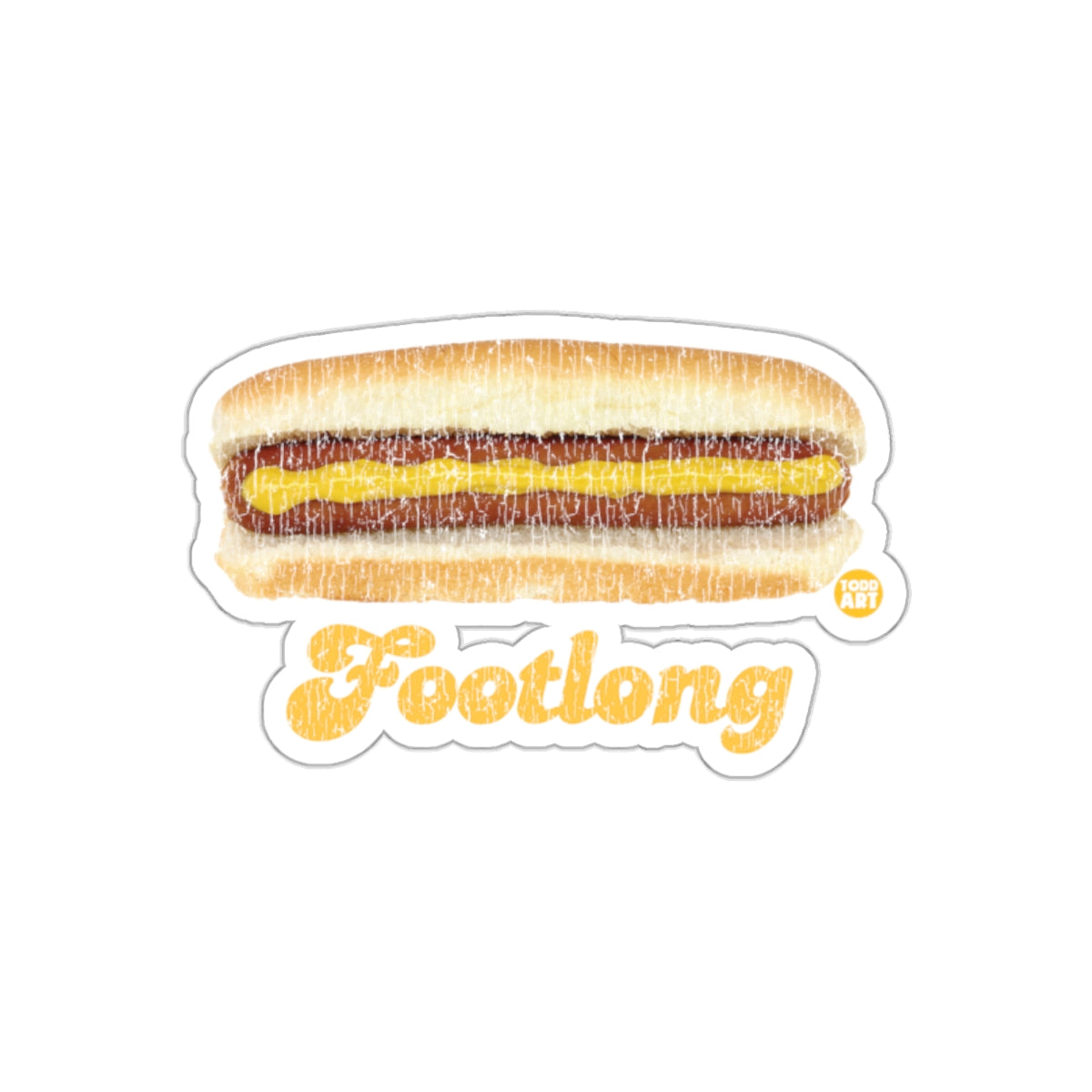 Retro Footlong Hotdog Artistic Sticker Design