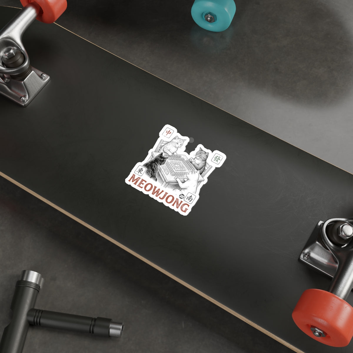 MEOWJONG Cats Playing Mahjong Table Game Sticker 