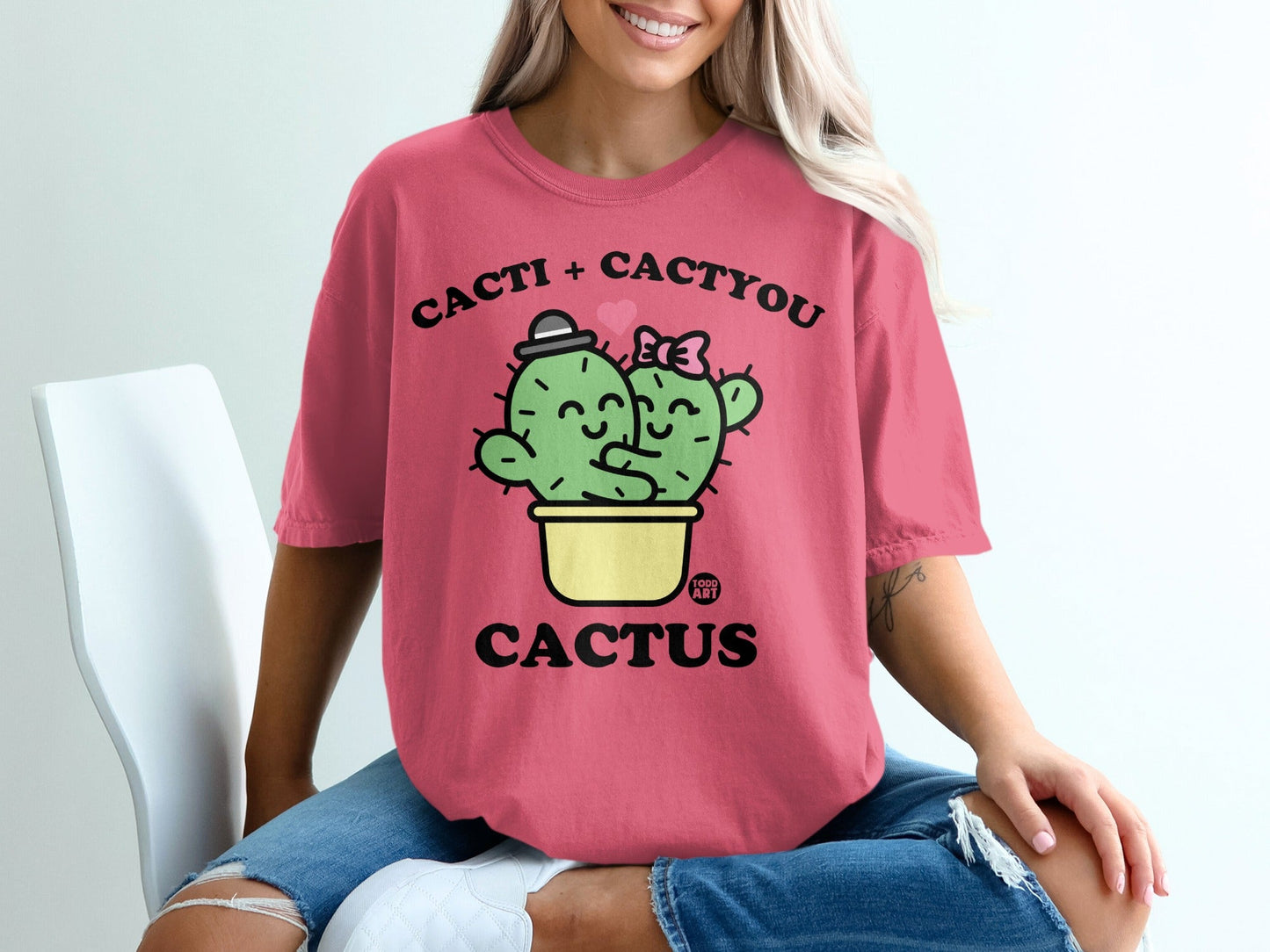 Cacti + Cactyou Cute Cactus Graphic Pink T-shirt