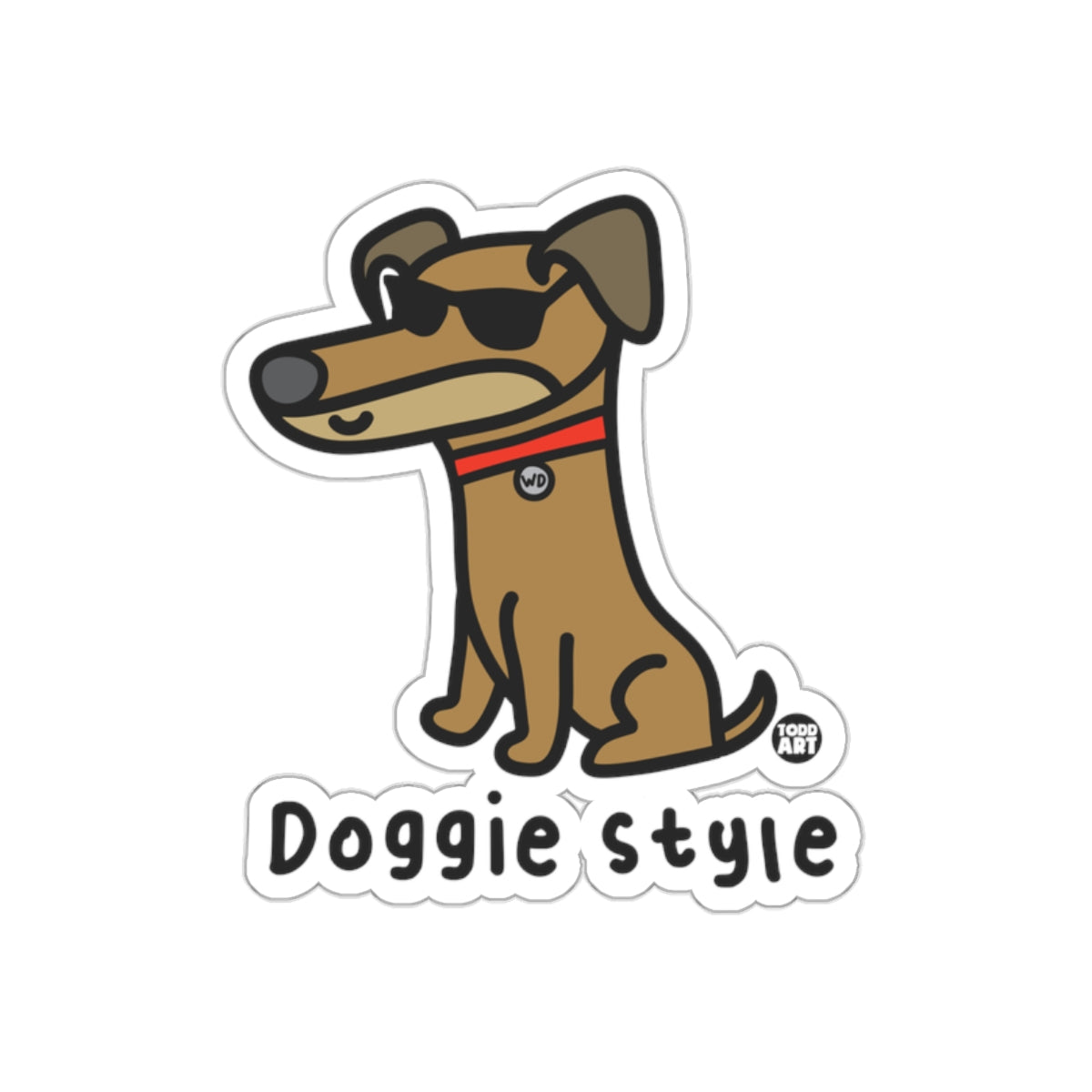 Doggie Style Funny Dog Wearing Sunglasses Sticker