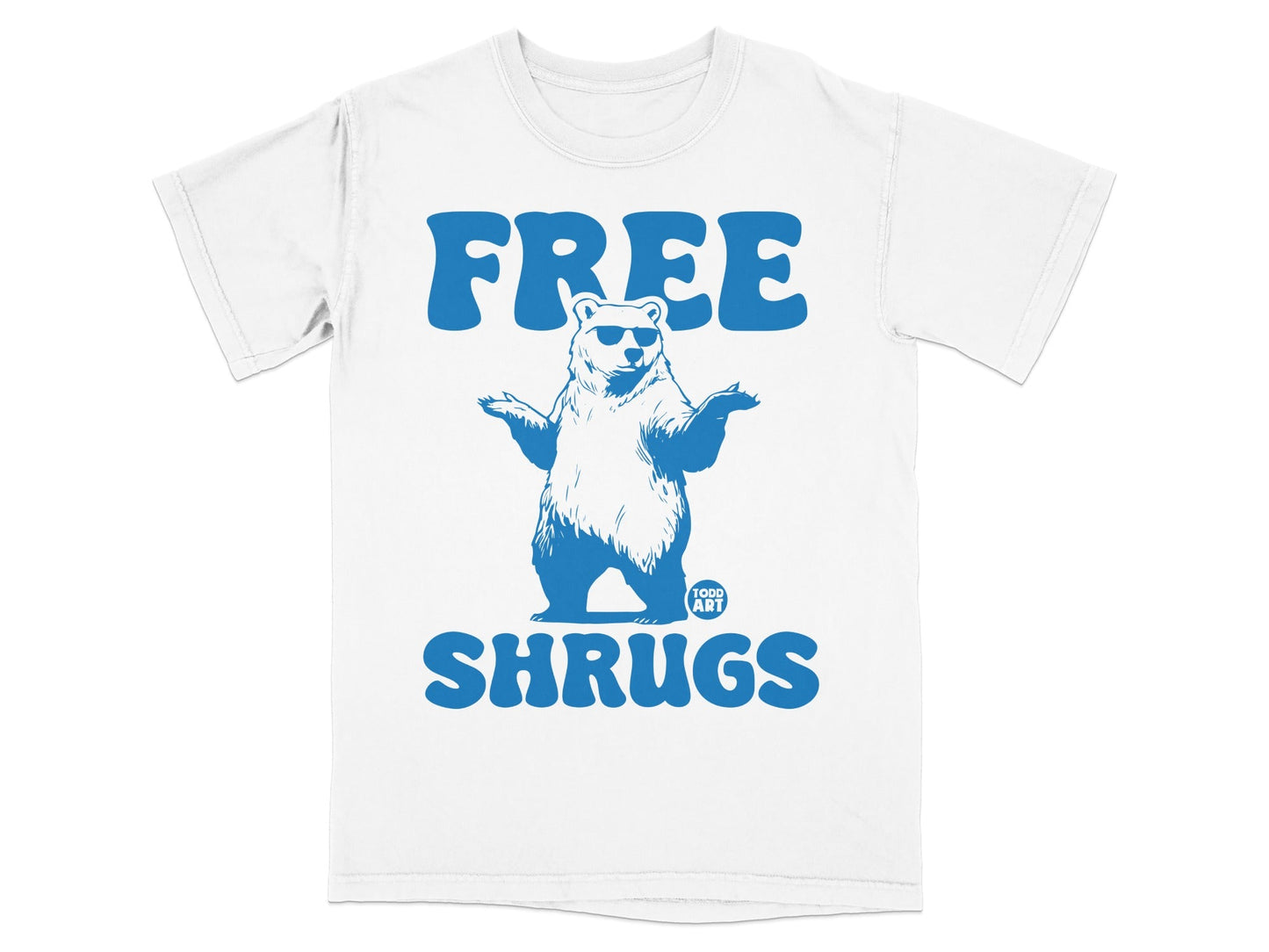 Free Shrugs Bear Funny Graphic T-Shirt Design