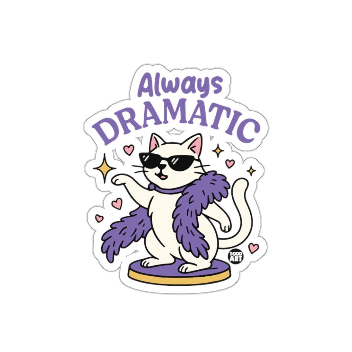 Always Dramatic Diva Cat Artwork Trendy Cool sticker