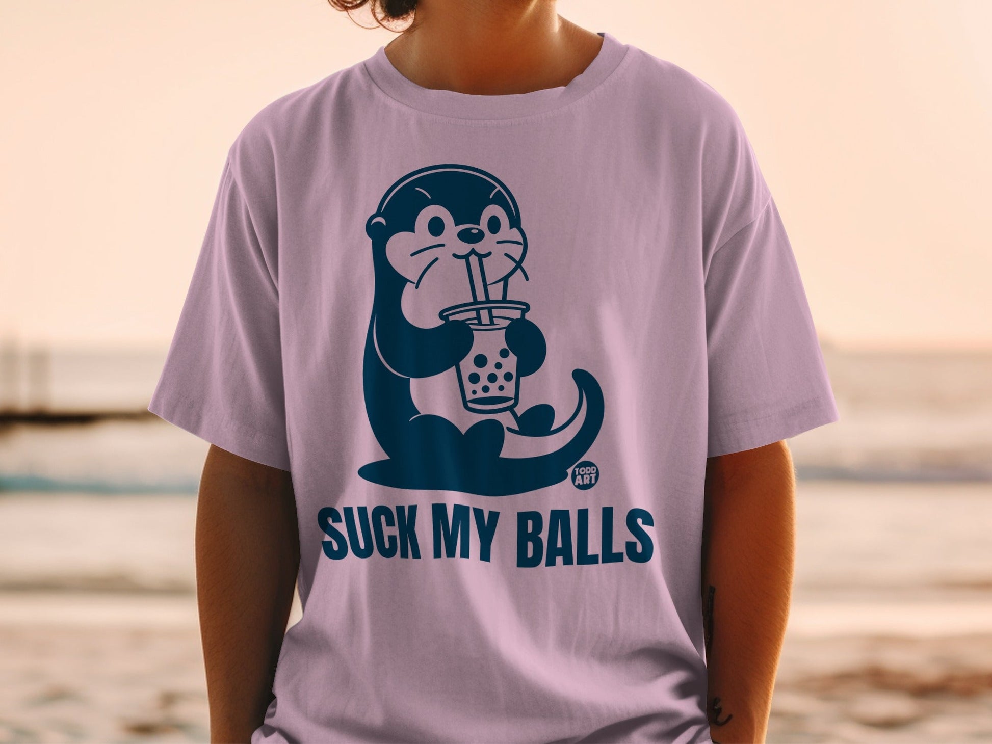 Suck My Balls Otter with Boba T-shirt Funny Graphic Tee