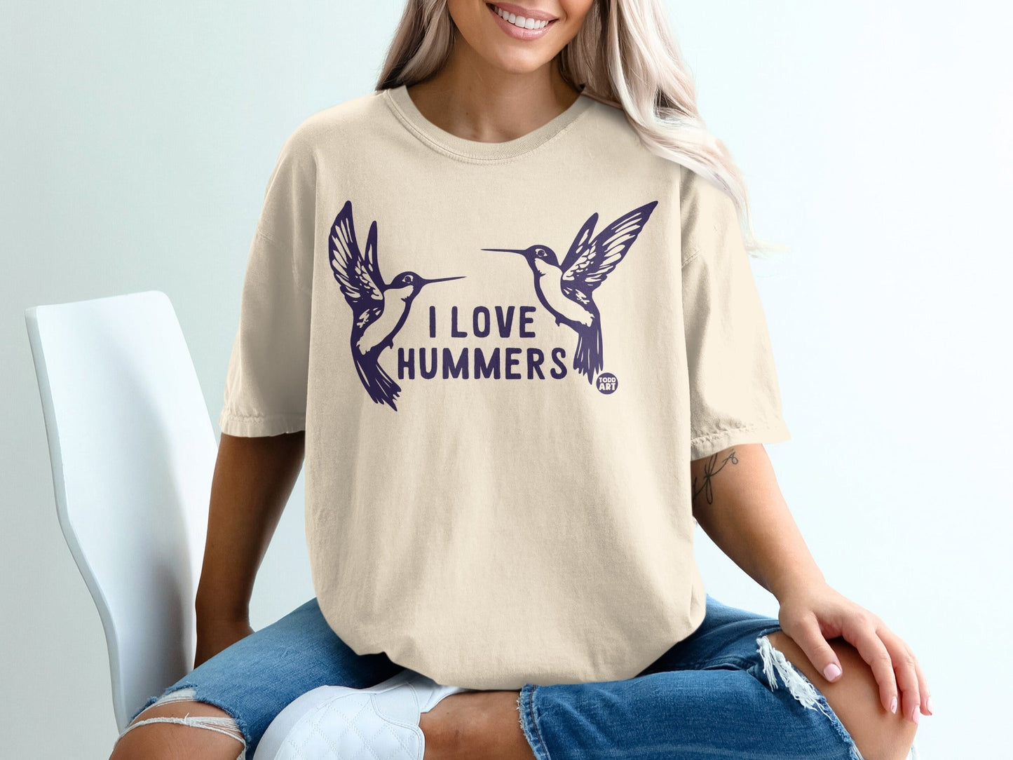 I Love Hummers Hummingbird Graphic Printed T-shirt