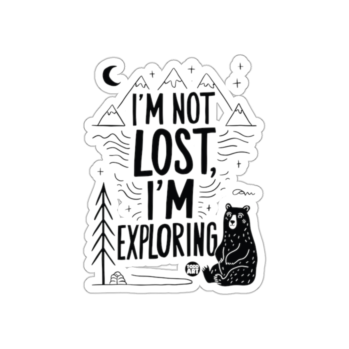 I'm Not Lost I'm Exploring With a Bear and Mountains sticker