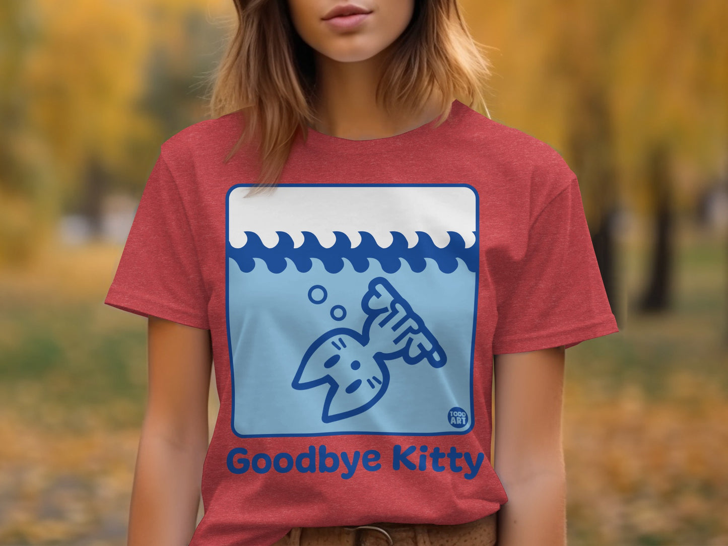 Goodbye Kitty Graphic Tee with Fish Design