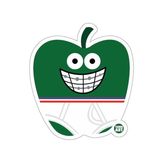 Cute Smiling Green Apple Wearing Braces Sticker