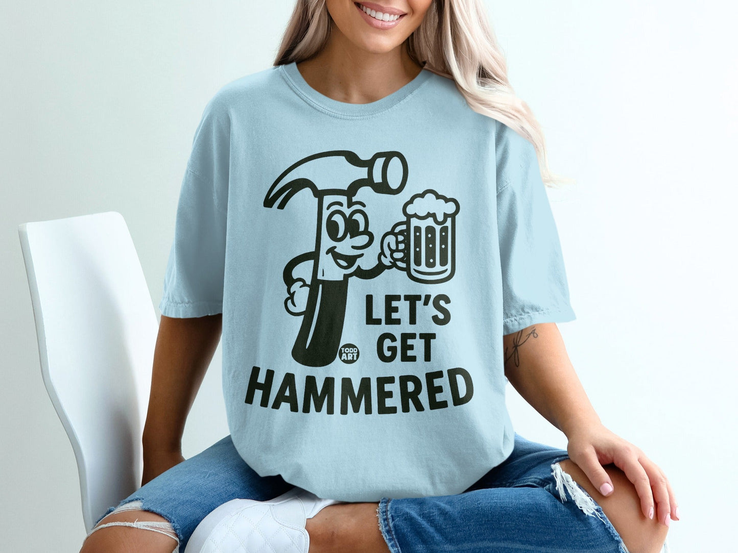 Let's Get Hammered Graphic Tee Fun Party Shirt