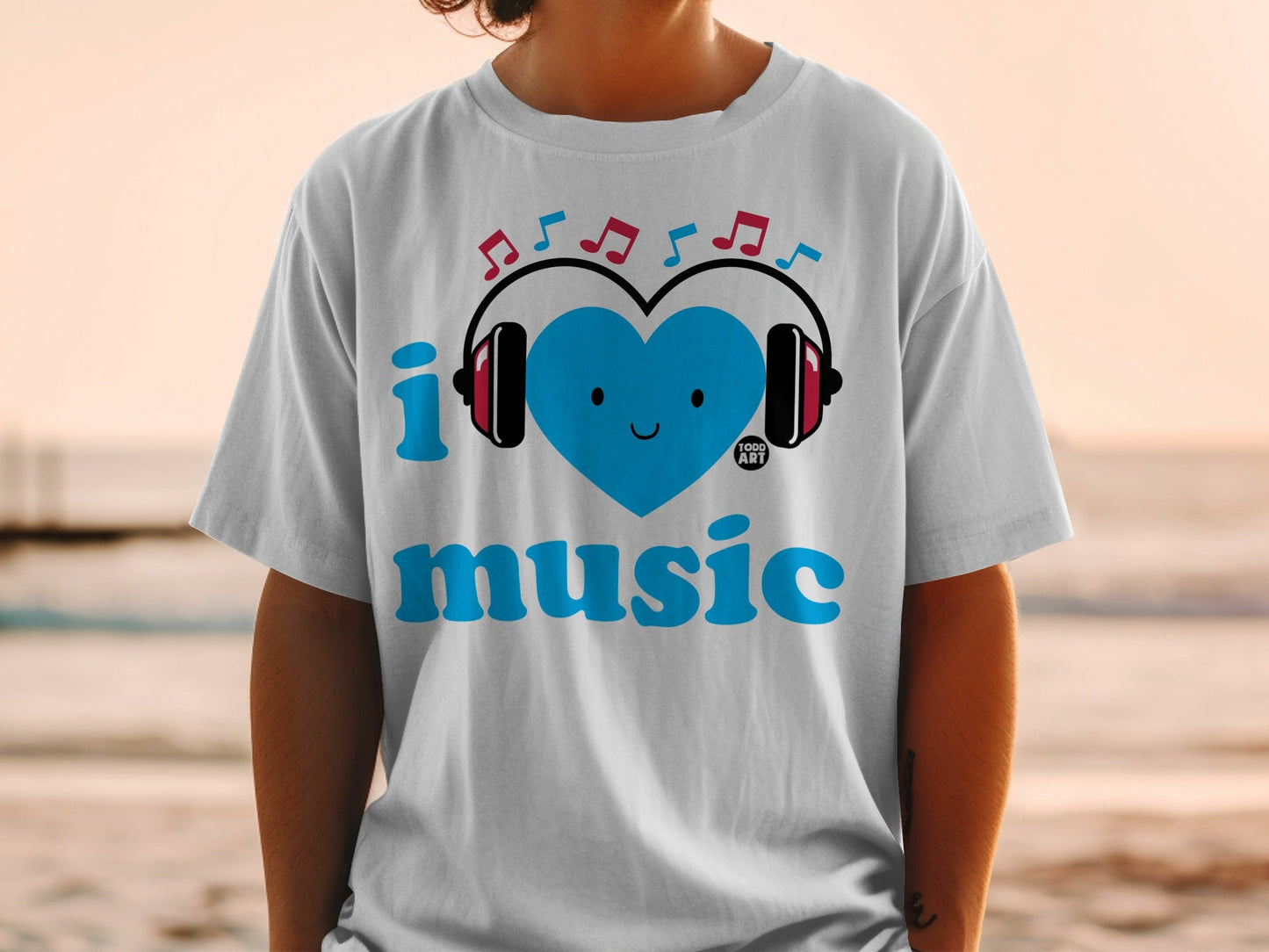 I Heart Music Headphones Graphic Design Shirt