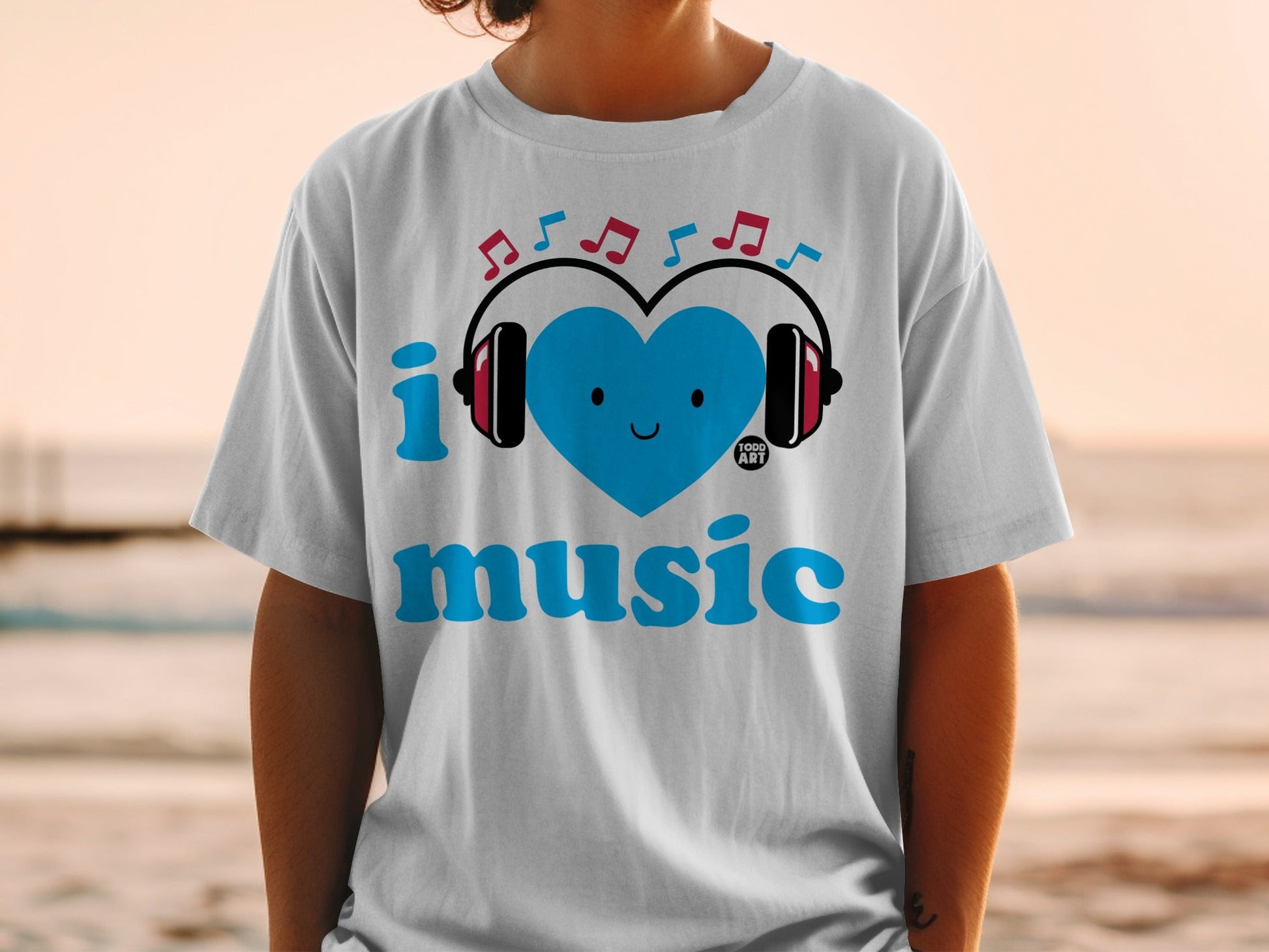 I Heart Music Headphones Graphic Design Shirt