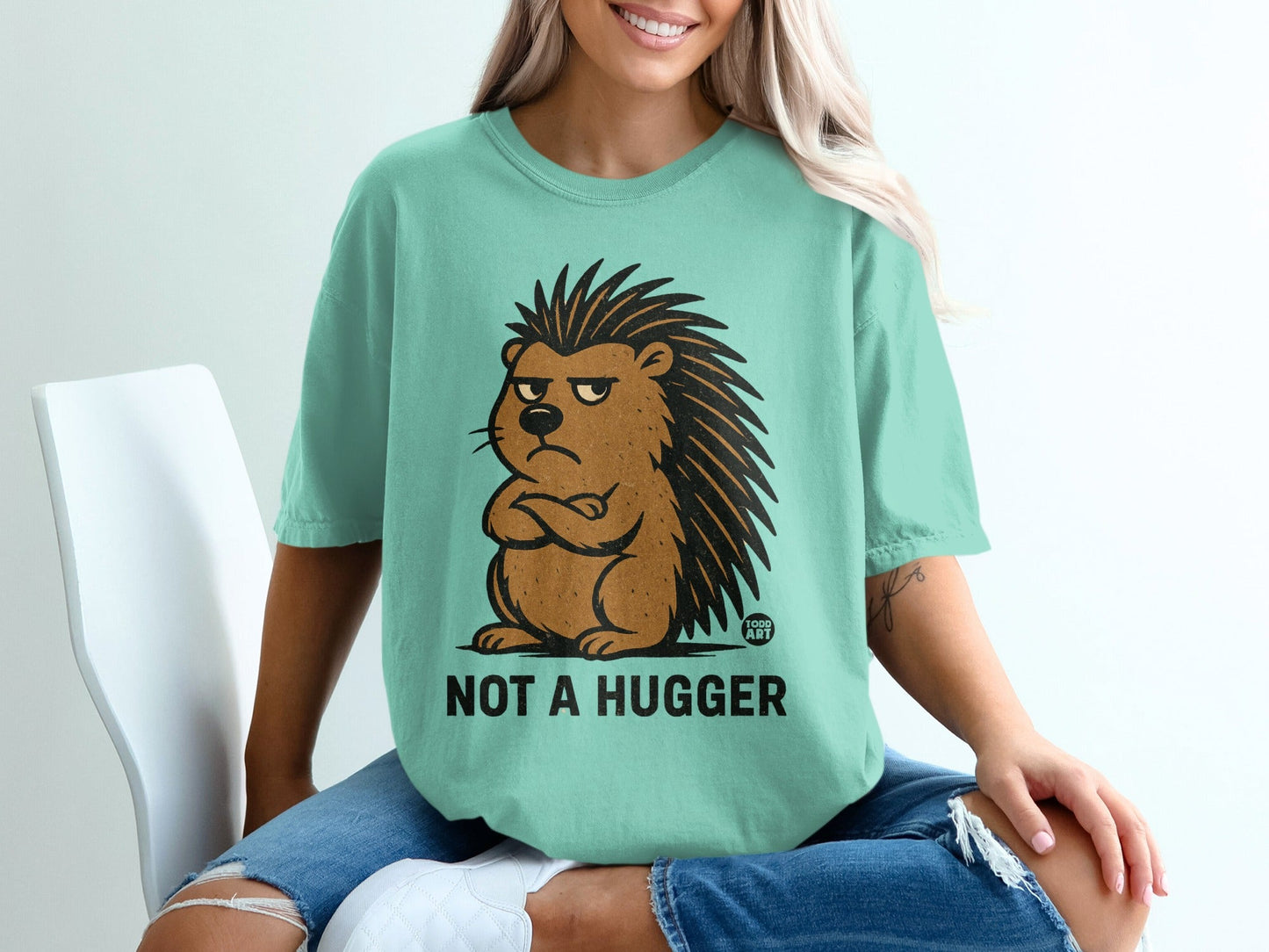 Not a Hugger Angry Porcupine Graphic T-shirt
