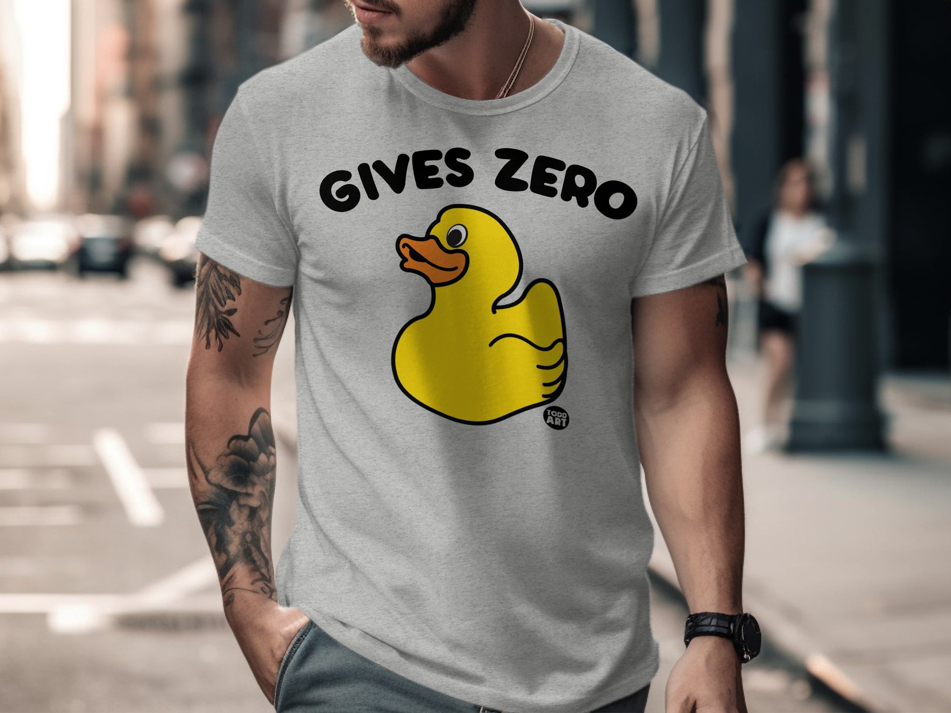 Gives Zero Duck Graphic T-Shirt Fun Casual Wear
