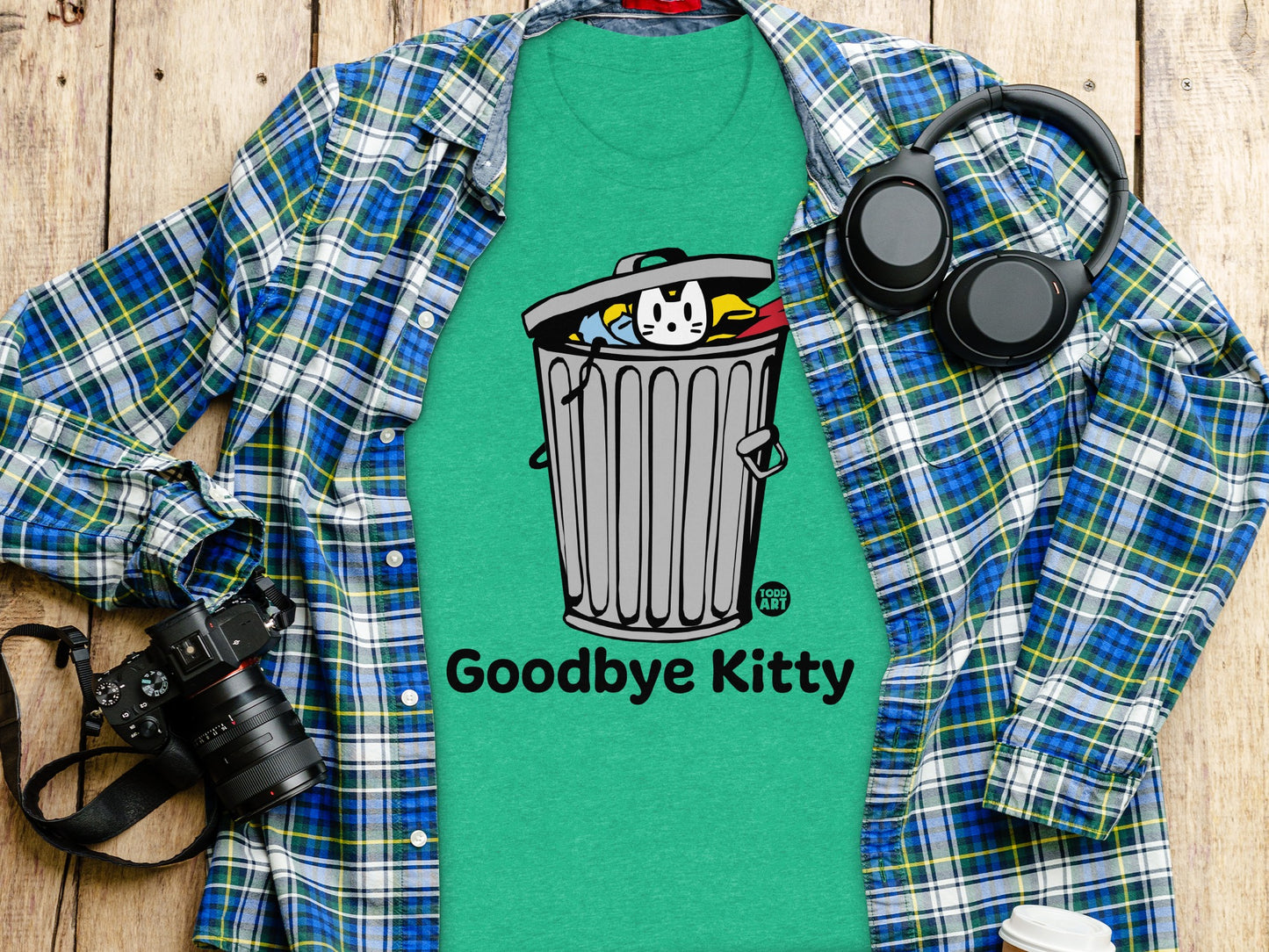 Funny Goodbye Kitty Graphic Design T-Shirt