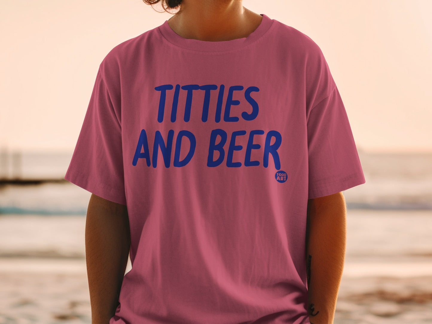 Titties and Beer Funny Slogan T-Shirt for Casual Wear