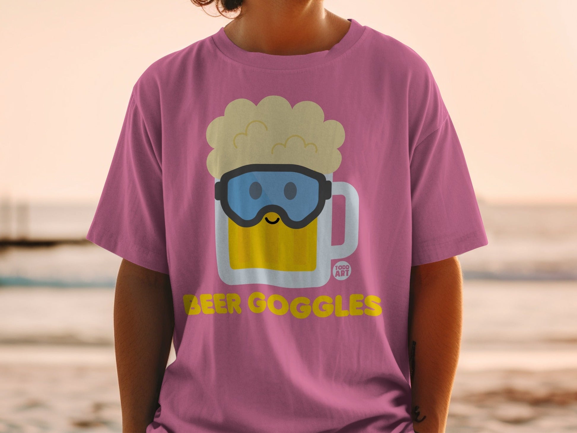 Funny Beer Goggles Graphic Tee Shirt Todd Art Design