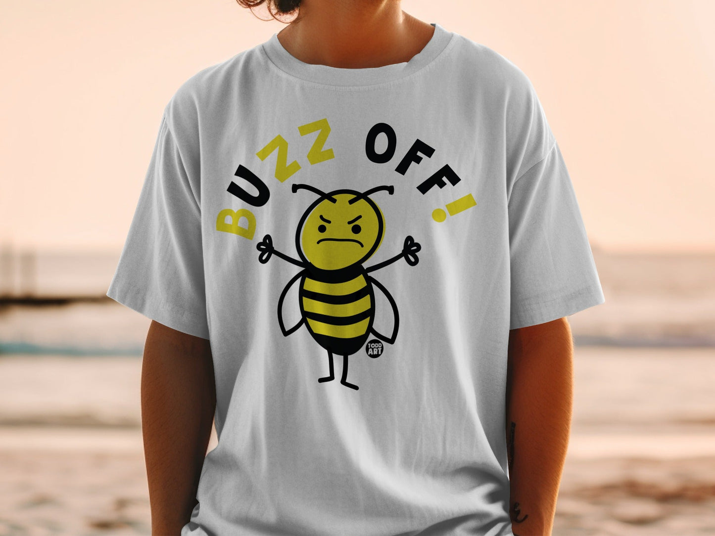 Buzz Off Angry Bee Graphic Tee Shirt