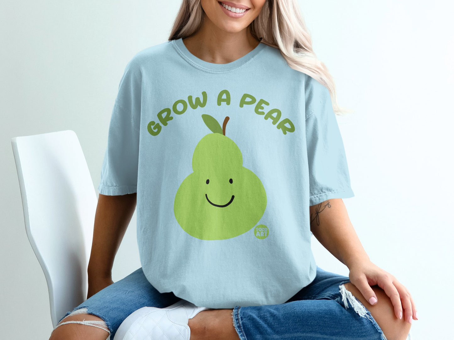 Light Blue GROW A PEAR Smiley Pear Design product type