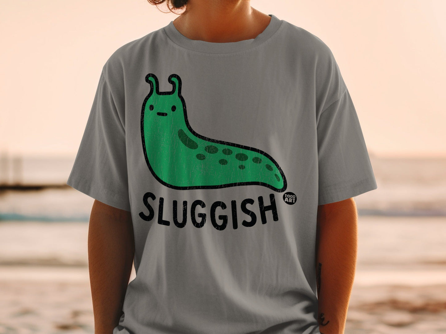 Sluggish Green Slug Graphic Todd Art T-Shirt Product
