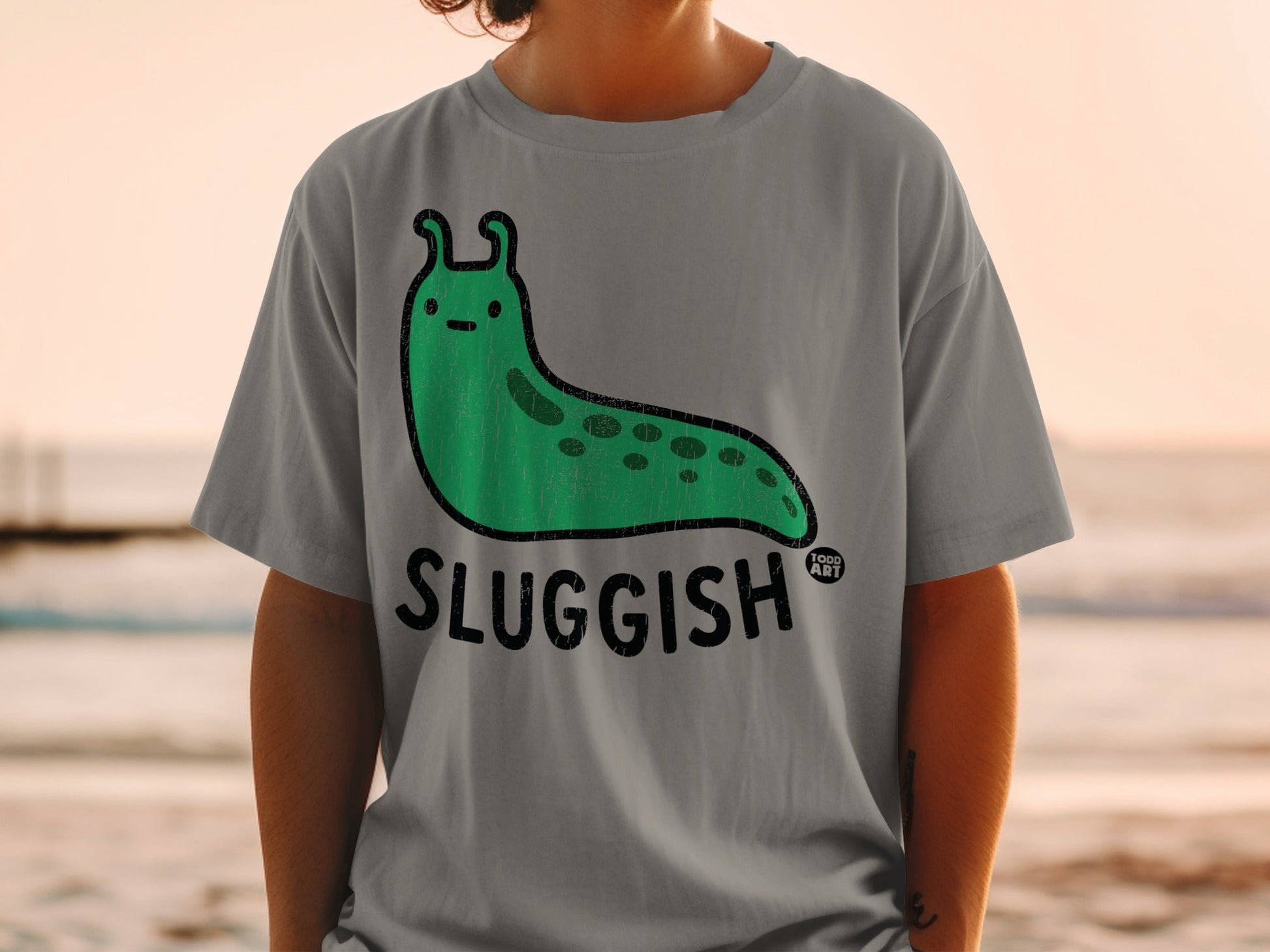 Sluggish Green Slug Graphic Todd Art T-Shirt Product