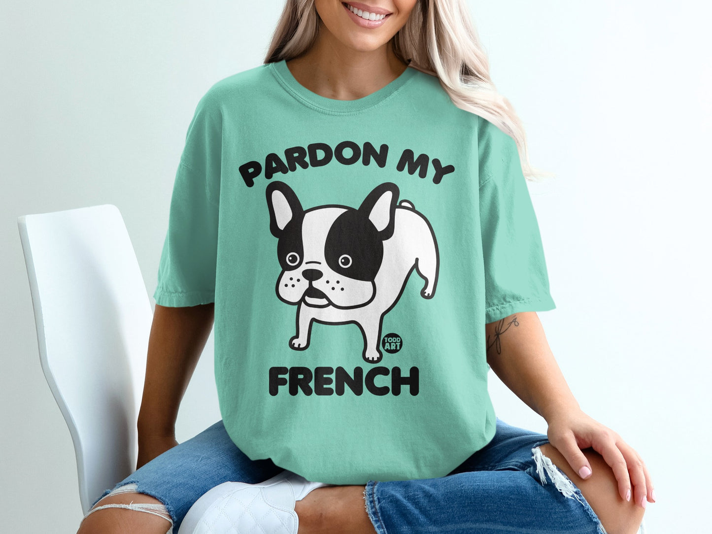 Pardon My French Bulldog Graphic Tee Casual product