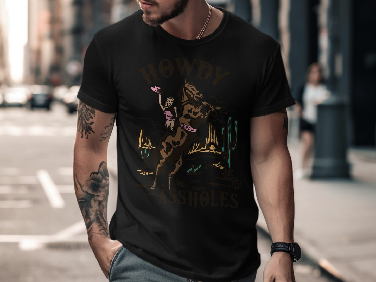 Howdy Assholes Cowboy Graphic Tee Shirt Apparel