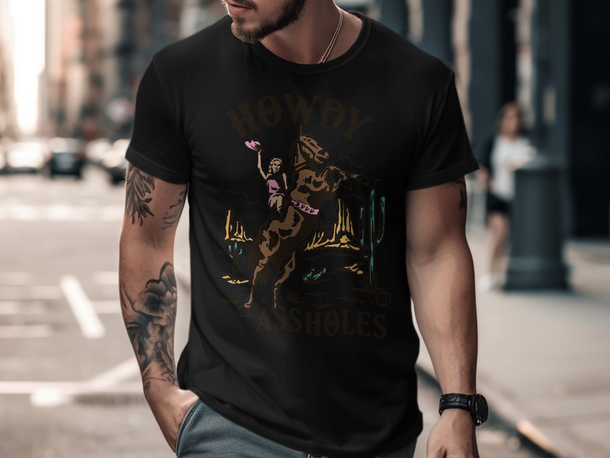 Howdy Assholes Cowboy Graphic Tee Shirt Apparel