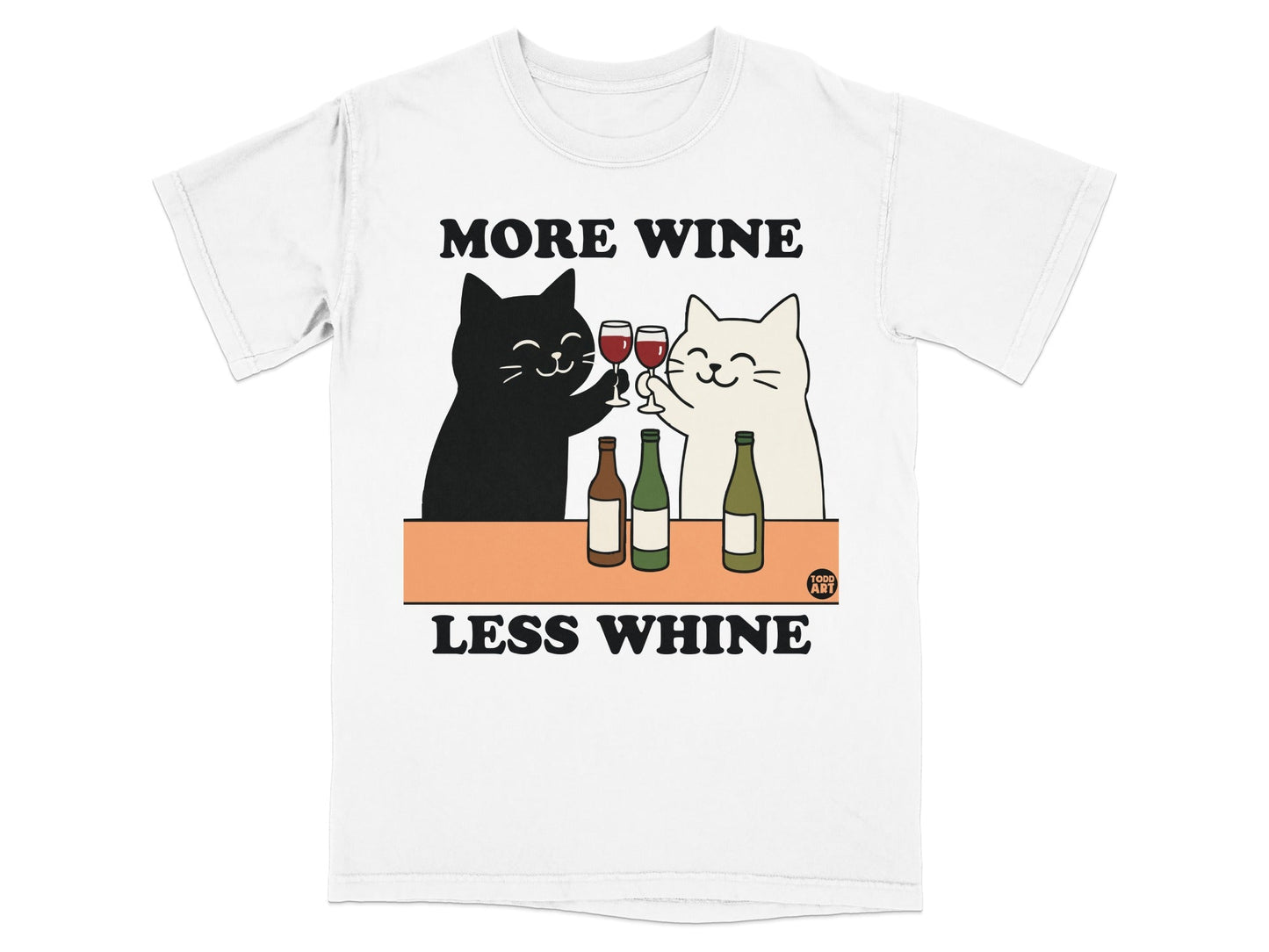 More Wine Less Whine Cat Design T-shirt