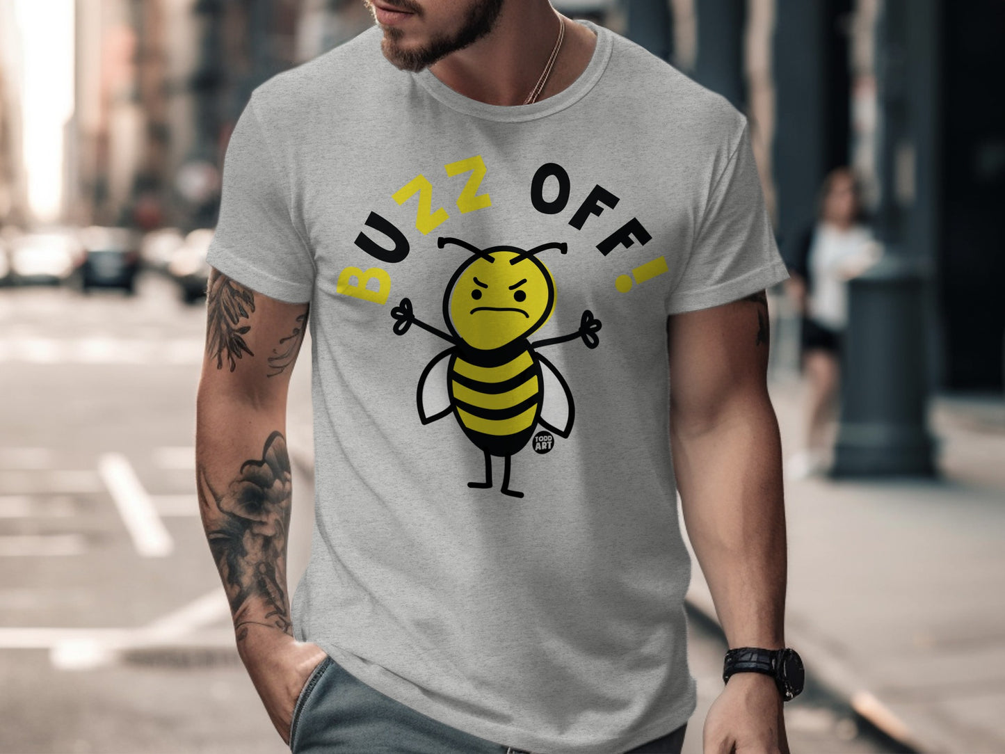 Buzz Off Angry Bee Graphic T-Shirt for Men Women